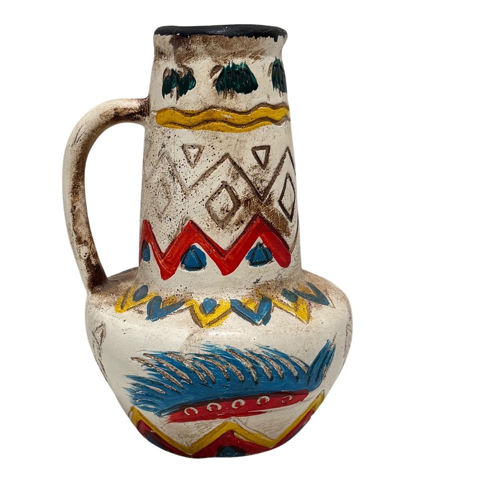 Vintage‎ Hand Painted Ceramic Pitcher Small Native American Southwestern Tribal